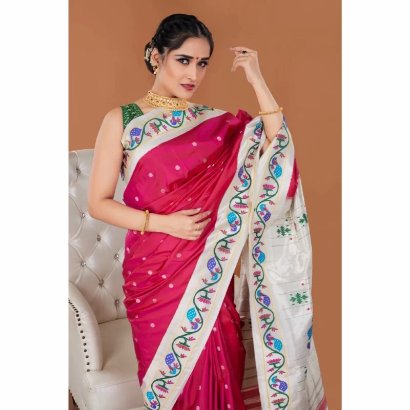 Padmashali Turning Silver Paithani